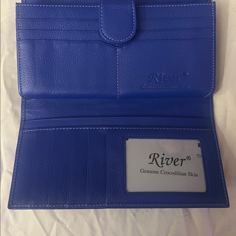 River Crocodile Skin Wallet Periwinkle-Blue - Picture 5 of 9
